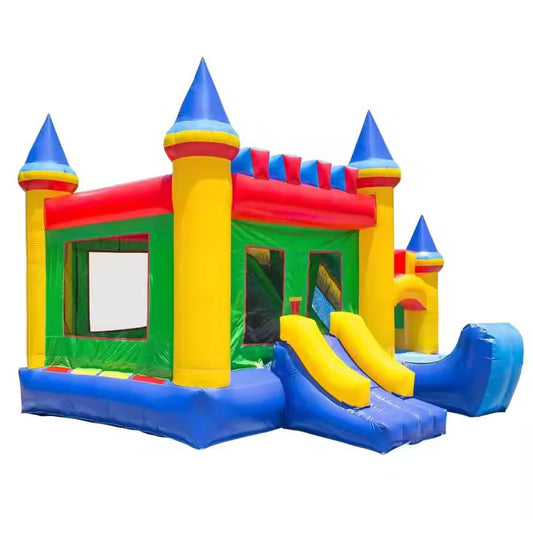 KeepFuns Colorful inflatable castle, children's slide trampoline park, outdoor parent-child interactive amusement facilities, large castle theme inflatable toys