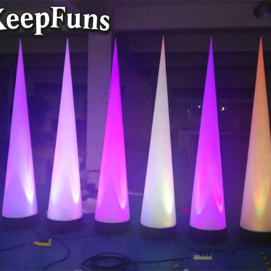 KeepFuns multi-conical upright tube lights can be customized in size and color. They are easy to install, lightweight, and made of sturdy materials, suitable for decorations at parties, courtyards, shopping malls, clubs, etc.