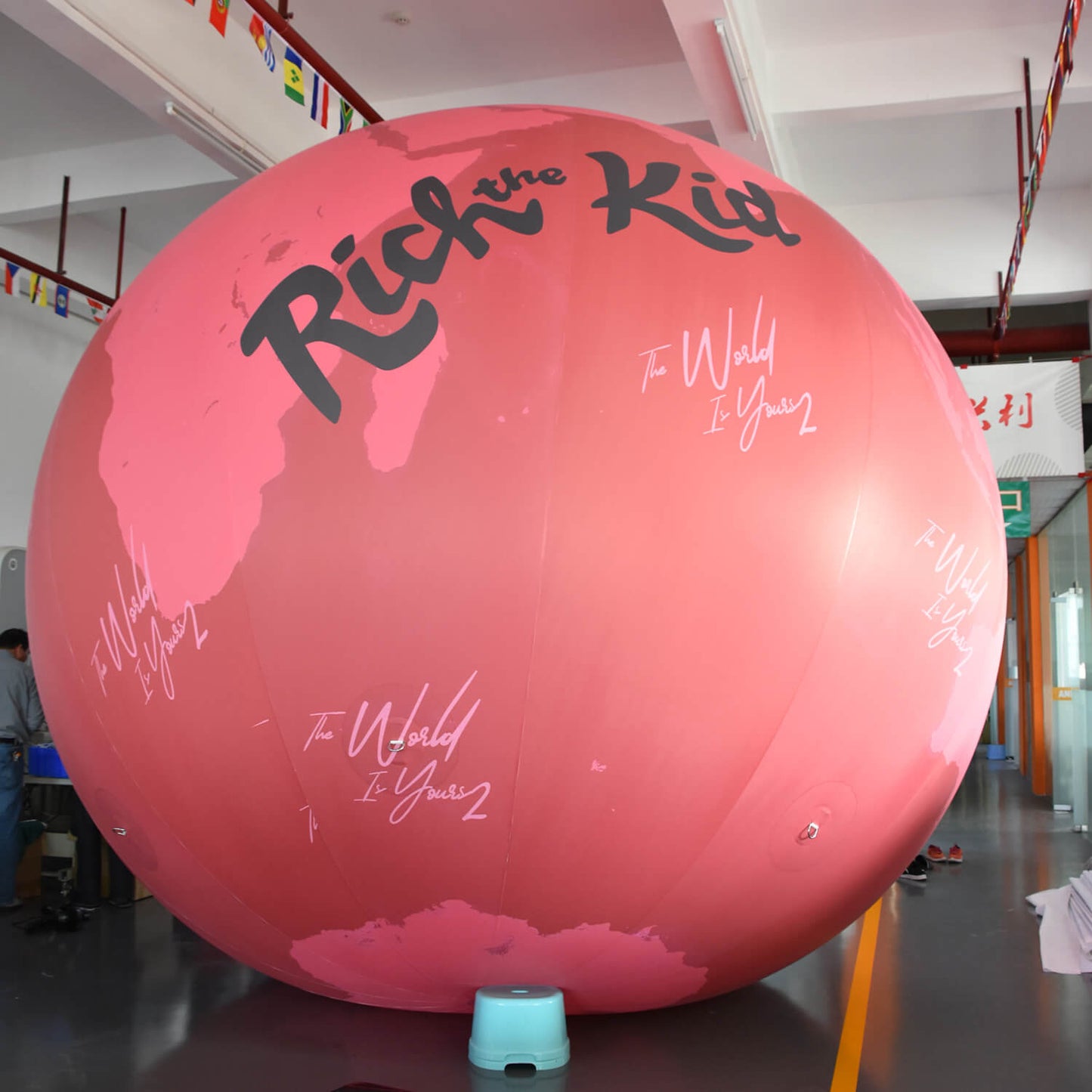 FeepFuns Custom pink inflatable advertising ball, giant brand promotion inflatable model, music tour theme event props