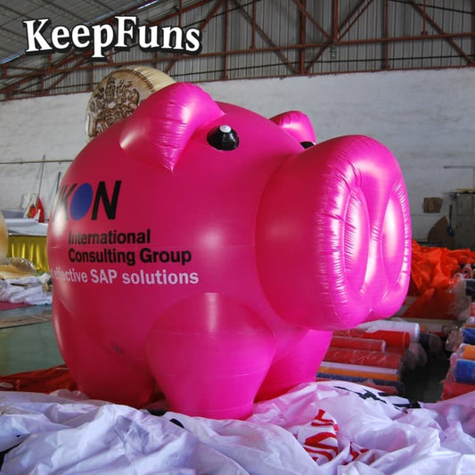 KeepFuns Heavy-Duty Waterproof PVC Pink Pig Inflatable Toy - Logo Printable for Indoor Playground & Kids Entertainment