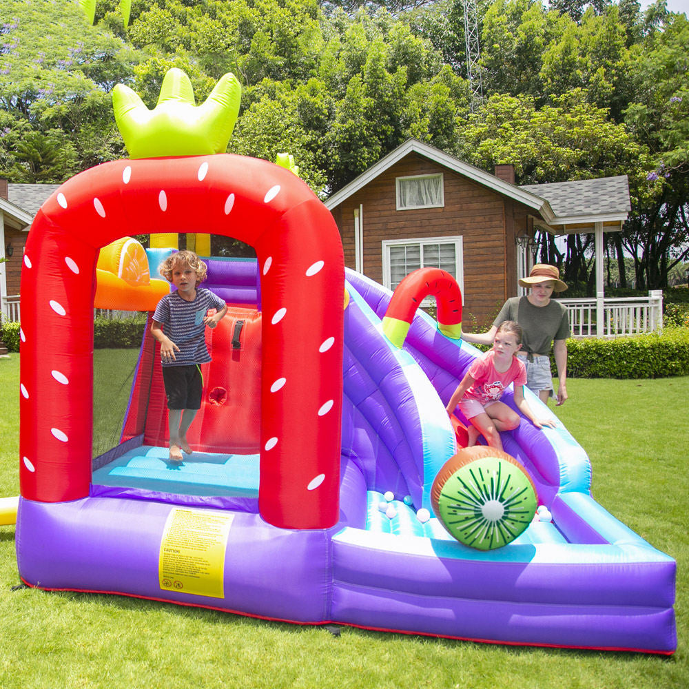 KeepFuns Fruit themed inflatable playground Children's slides, trampolines, water castles Outdoor parent-child interactive amusement facilities Colorful fruit-shaped inflatable playground