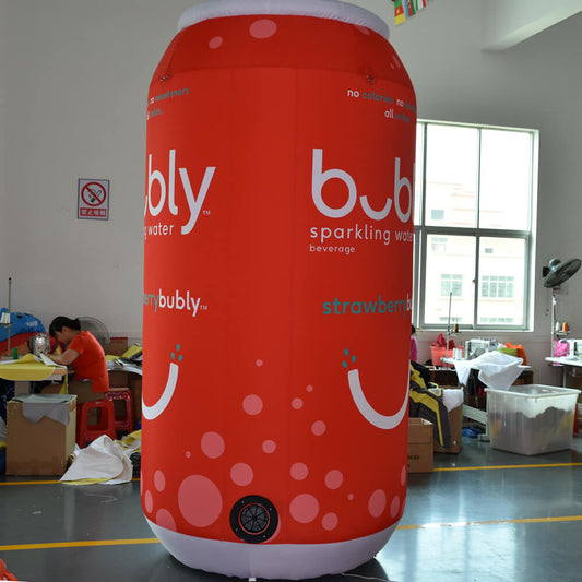 KeepFuns Giant Bubly Sparkling Water Inflatable Tank Model Strawberry Flavored Drink Brand Promotion Inflatable Model Commercial Activity Display Props