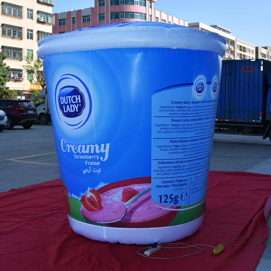 KeepFuns Giant Dutch Lady Strawberry Yogurt Inflatable Model Dairy Brand Promotion Inflatable Model Supermarket Activity Display Props