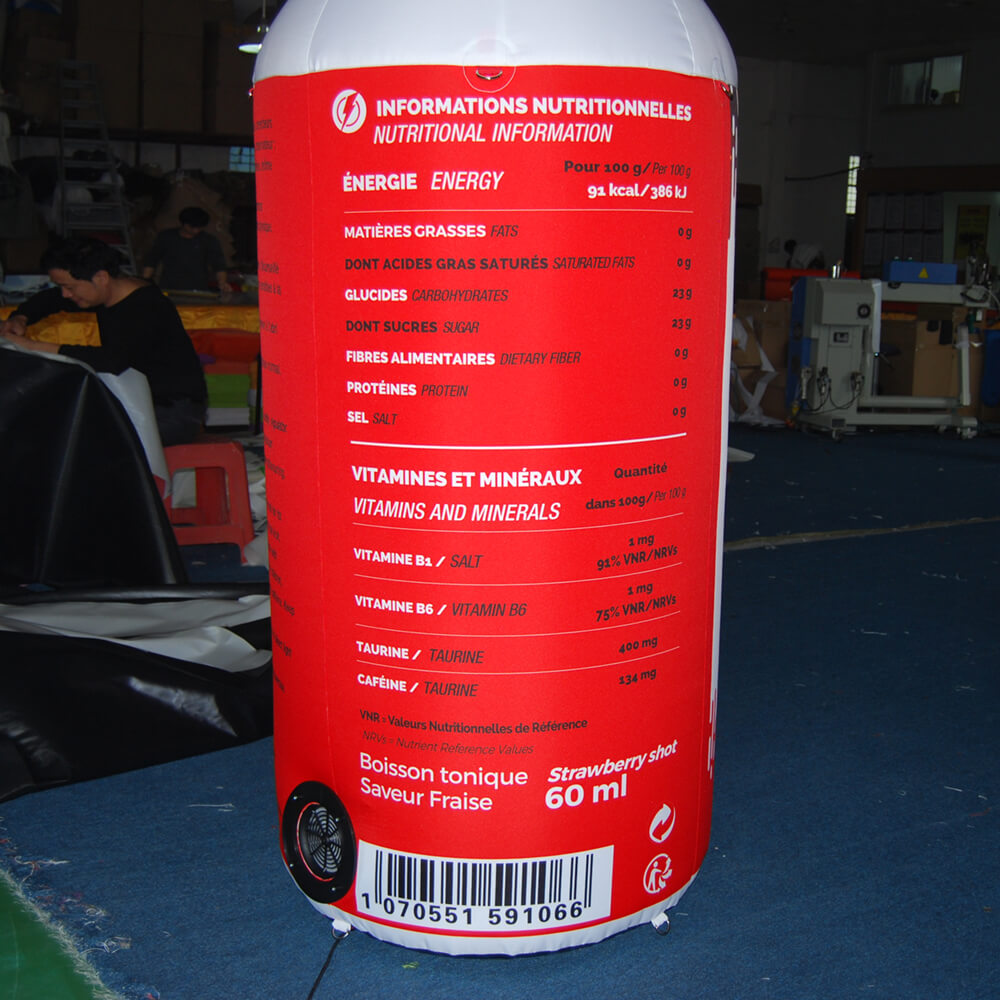 KeepFuns Giant EKOI Strawberry Flavor Energy Drink Inflatable Bottle Model Sports Nutrition Brand Promotion Inflatable Cycling Event Display Prop