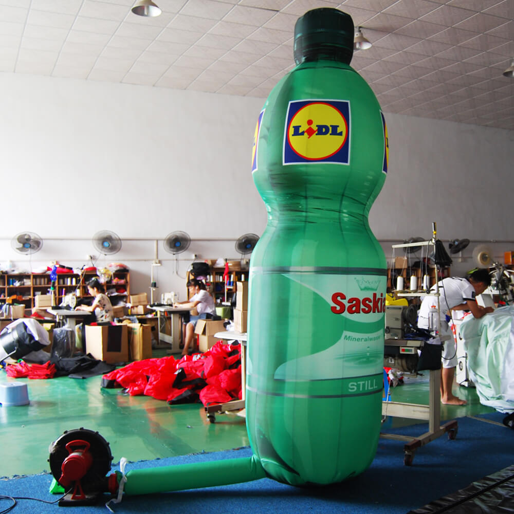 KeepFuns Giant Saskia mineral water bottle model Lidl brand promotion inflatable model supermarket event display props