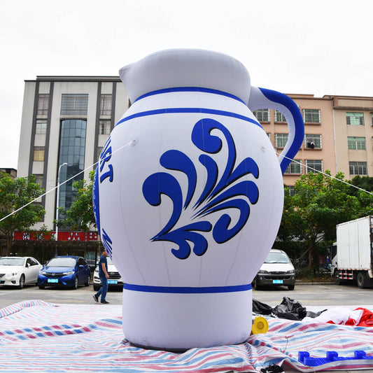 KeepFuns Giant blue and white porcelain pattern kettle inflatable model Traditional style brand promotion inflatable model Event display props
