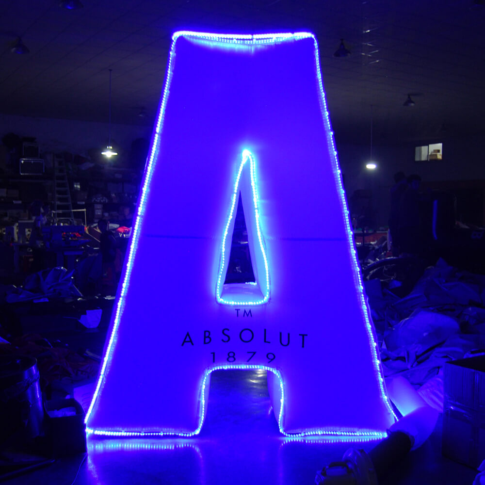 KeepFuns Giant lighted letter A inflatable model ABSOLUT brand promotion inflatable model night event luminous display props