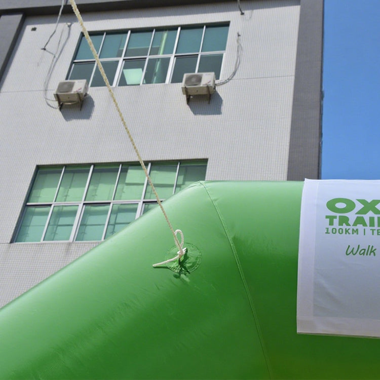 KeepFuns Green angled inflatable advertising arch, outdoor event starting arch, city charity event arch, custom slogan promotion arch