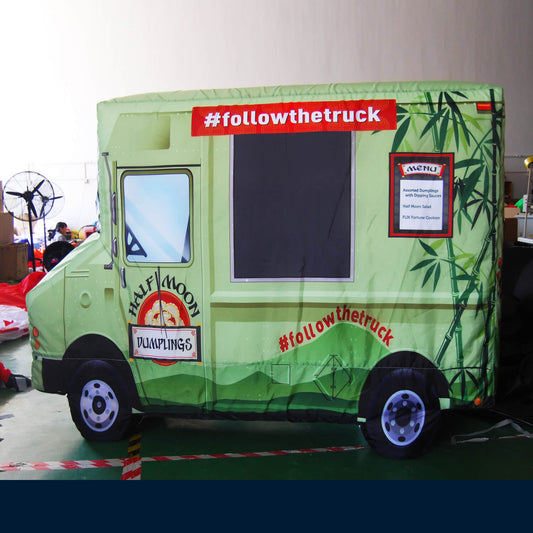 KeepFuns Green food truck inflatable model, food truck promotional inflatable model, catering brand promotion props