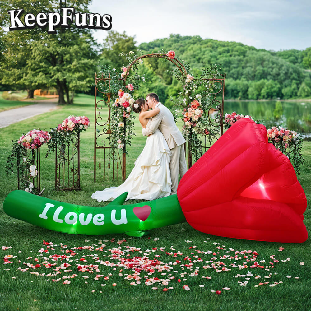 KeepFuns Valentine's Day Rose Heart Inflatable Decoration - Outdoor Garden Romantic Festival Inflatable