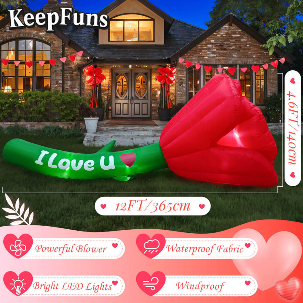 KeepFuns Valentine's Day Rose Heart Inflatable Decoration - Outdoor Garden Romantic Festival Inflatable