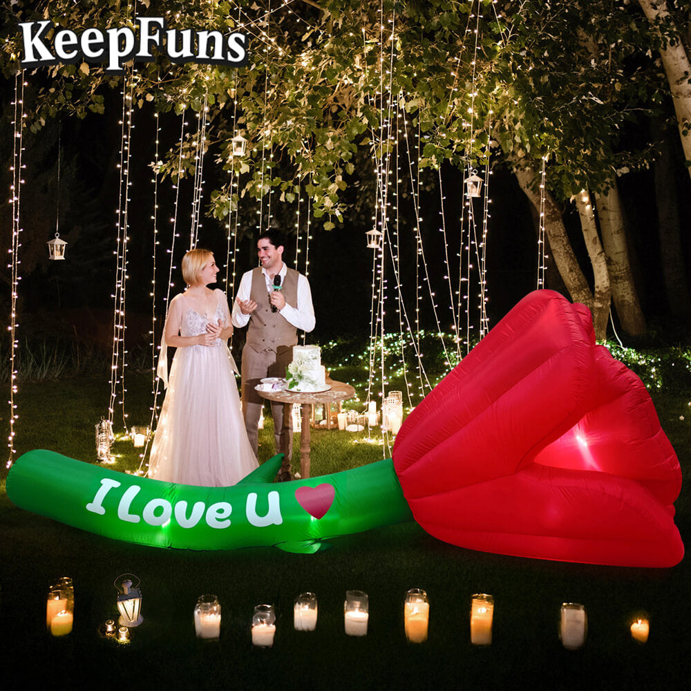 KeepFuns Valentine's Day Rose Heart Inflatable Decoration - Outdoor Garden Romantic Festival Inflatable