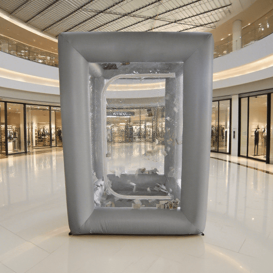 KeepFuns Indoor and outdoor inflatable money grabbing machine red and white color matching Sports Games entertainment props transparent inflatable money grabbing equipment