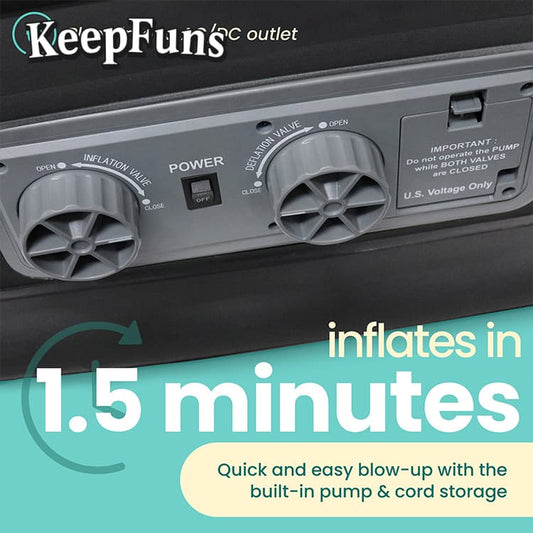 KeepFuns air mattress inflates quickly and is suitable for families, camping, and other outdoor activities.