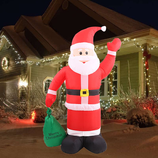 1.8m Christmas Inflatable Santa Claus Holding Gifts Bag, Blow Up Santa Claus with LED Lights, Lighted Christmas Decor for Yard, Indoor Outdoor Yard Garden Christmas Decoration