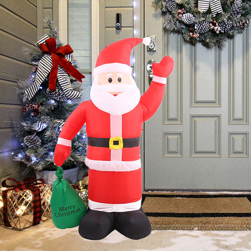 1.8m Christmas Inflatable Santa Claus Holding Gifts Bag, Blow Up Santa Claus with LED Lights, Lighted Christmas Decor for Yard, Indoor Outdoor Yard Garden Christmas Decoration