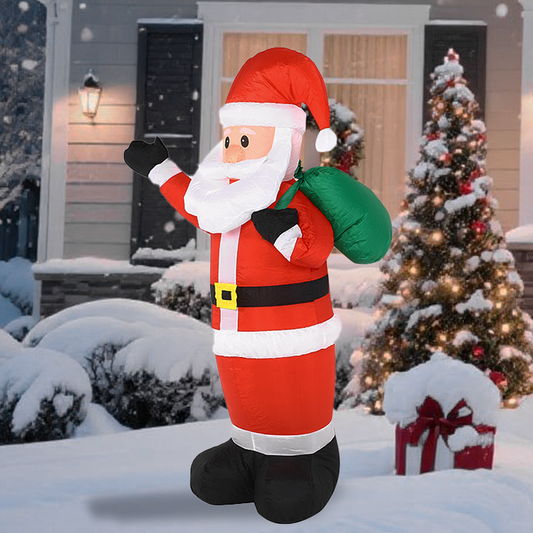 Backpack Santa Claus; Christmas decoration inflatable toy; with LED lights; 1.5m inflatable model; holiday gift indoor and outdoor decoration