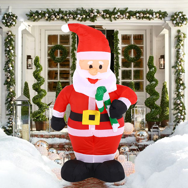 1.2m Christmas Inflatables, Inflatable Santa Claus Holding Candy Cane, LED Lighted Blow Up Christmas Santa Claus, Inflatable Santa Claus Outdoor Decorations for Party Holiday Lawn Yard