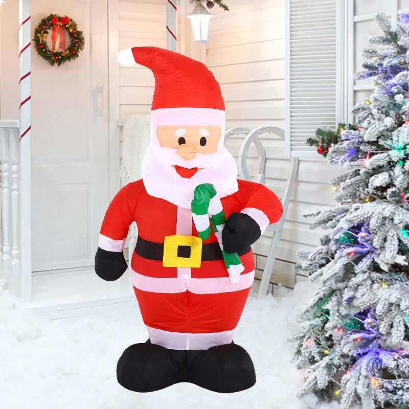 1.2m Christmas Inflatables, Inflatable Santa Claus Holding Candy Cane, LED Lighted Blow Up Christmas Santa Claus, Inflatable Santa Claus Outdoor Decorations for Party Holiday Lawn Yard