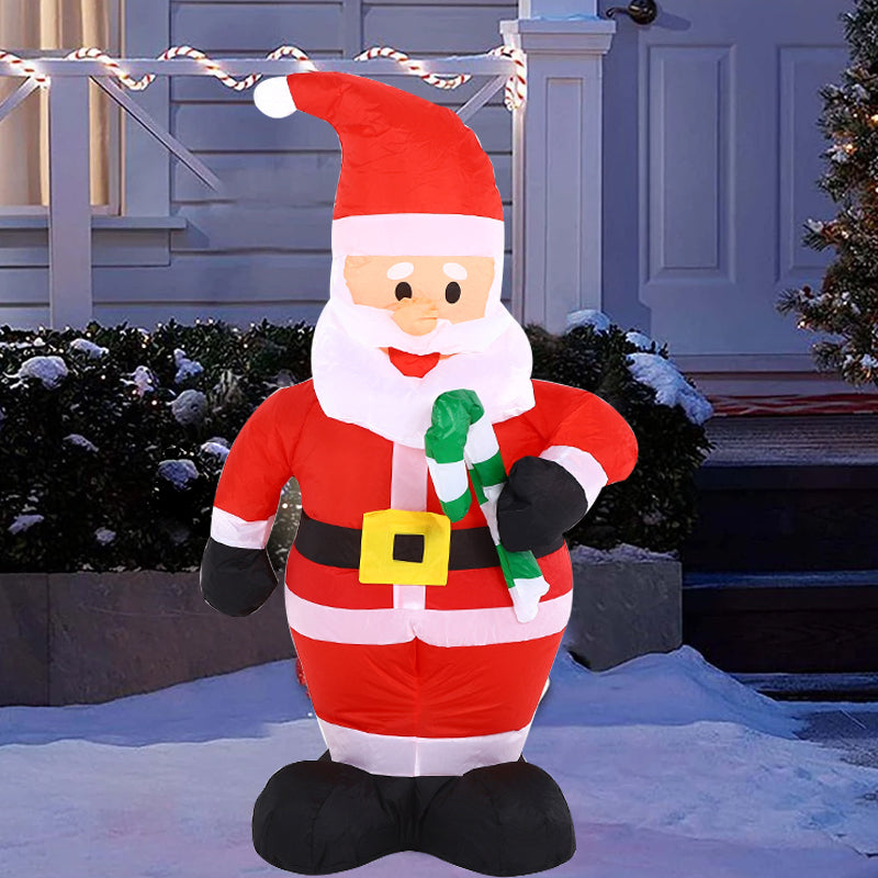 1.2m Christmas Inflatables, Inflatable Santa Claus Holding Candy Cane, LED Lighted Blow Up Christmas Santa Claus, Inflatable Santa Claus Outdoor Decorations for Party Holiday Lawn Yard
