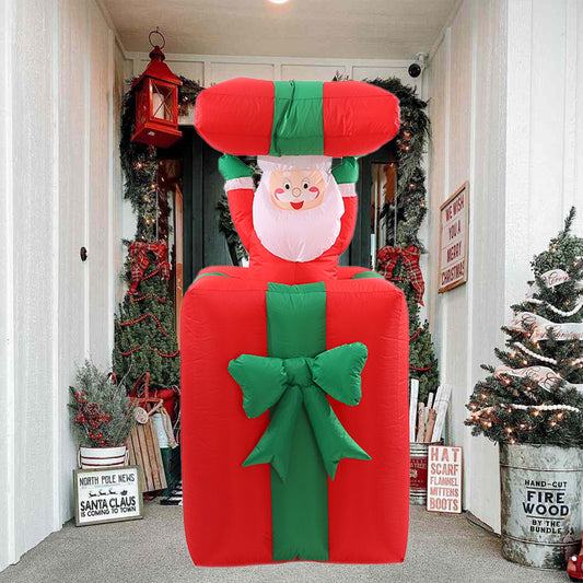 1.5m Inflatable Santa Claus lifting chimney in LED ;Light Home Outdoor Garden Yard Xmas Decor New Year Supplies,Red