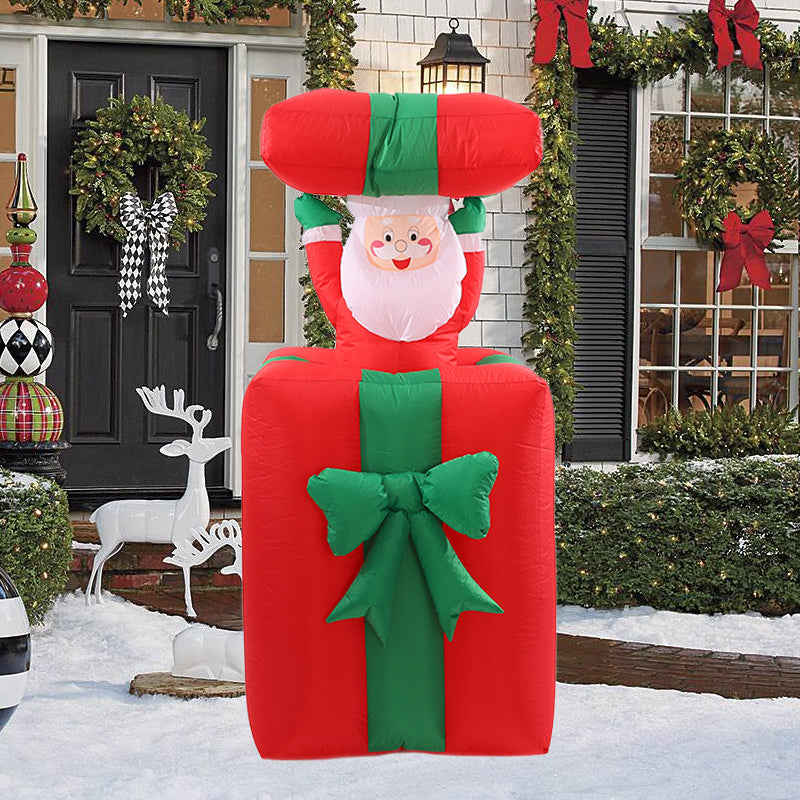 1.5m Inflatable Santa Claus lifting chimney in LED ;Light Home Outdoor Garden Yard Xmas Decor New Year Supplies,Red