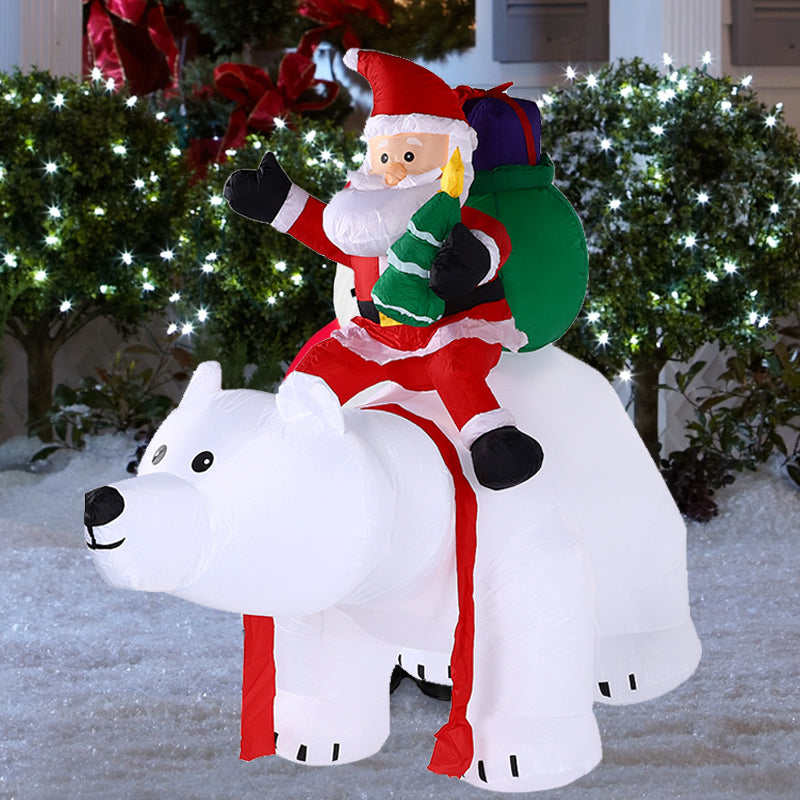 2.1m Christmas Inflatables Santa Claus Sitting on Polar Bear, Christmas Blow up Yard Decoration,LED Lights for Christmas Party Holiday Xmas,Outdoor Lawn Winter Décor Christmas Decoration