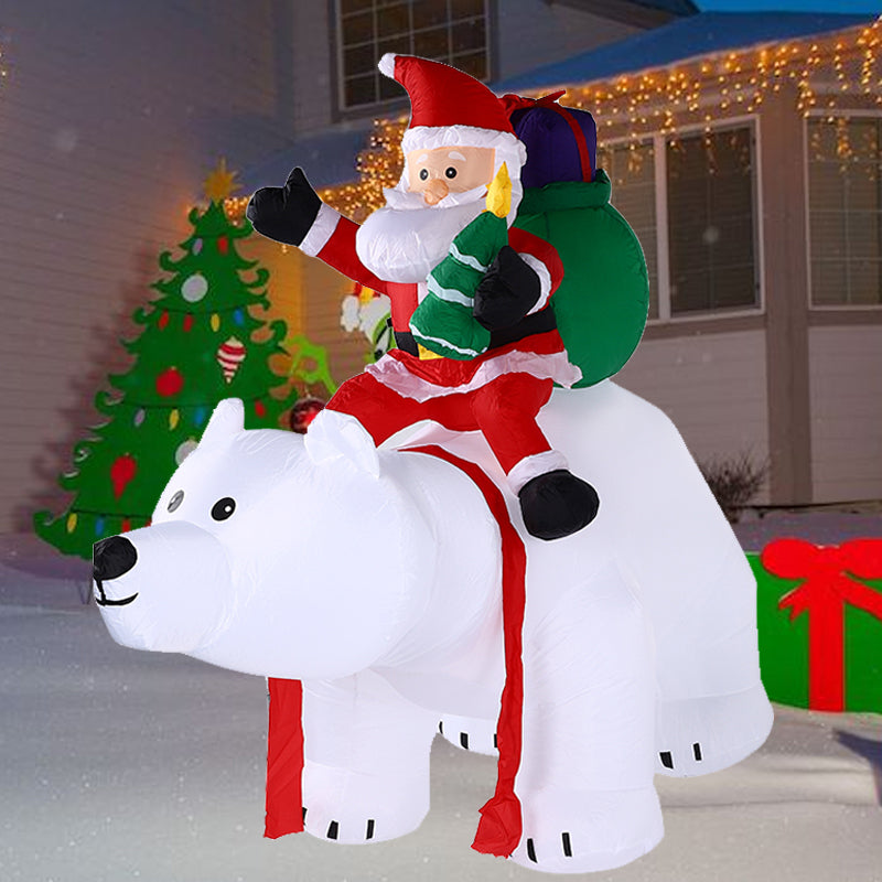 2.1m Christmas Inflatables Santa Claus Sitting on Polar Bear, Christmas Blow up Yard Decoration,LED Lights for Christmas Party Holiday Xmas,Outdoor Lawn Winter Décor Christmas Decoration