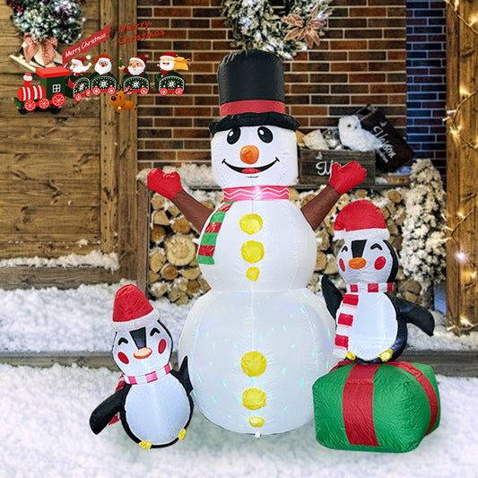 7ft Inflatable Snowman Outdoor Holiday Yard Decorations, Blow Up Snow Man with LED Lights, Christmas Decorations Inflatables, Winter Decor for Garden Patio Lawn, IP44 Weather Proof, Xmas Kids Gifts