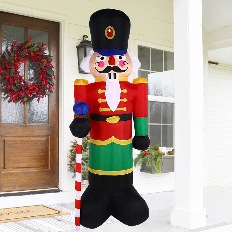 2.4m Christmas Decoration Inflatable Walnut Soldier with LED Lights Xmas Indoor Outdoors Garden Party Scene Layout Ornament