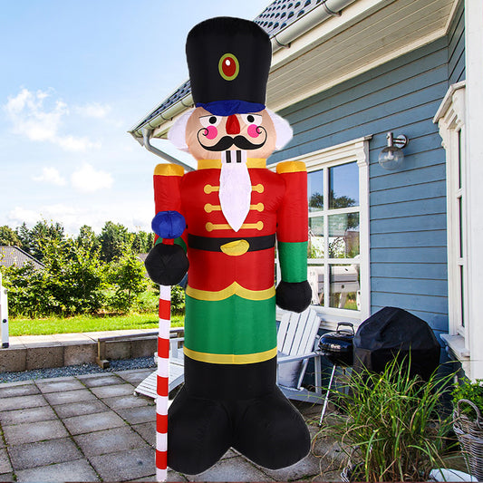 2.4m Christmas Decoration Inflatable Walnut Soldier with LED Lights Xmas Indoor Outdoors Garden Party Scene Layout Ornament