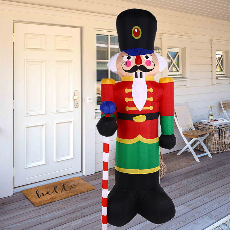 2.4m Christmas Decoration Inflatable Walnut Soldier with LED Lights Xmas Indoor Outdoors Garden Party Scene Layout Ornament