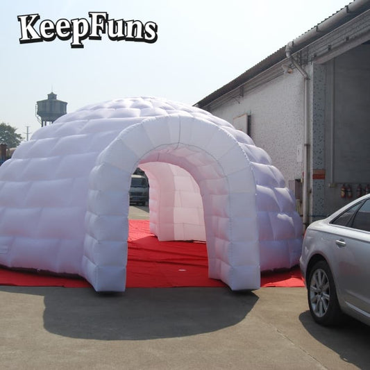KeepFuns White brick-shaped dome inflatable tent, with fast inflation, lightweight and sturdy features, suitable for advertising, ice and snow themed outdoor activities, etc.