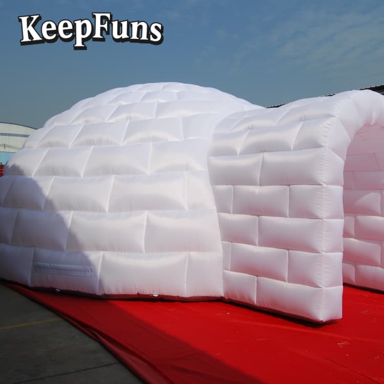 KeepFuns White brick-shaped dome inflatable tent, with fast inflation, lightweight and sturdy features, suitable for advertising, ice and snow themed outdoor activities, etc.