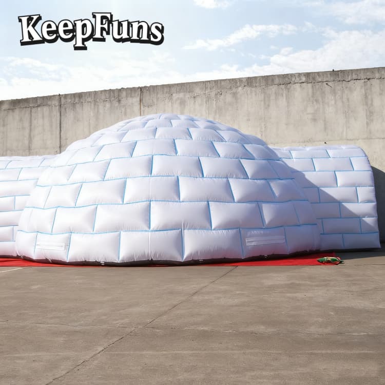KeepFuns White brick-shaped dome inflatable tent, with fast inflation, lightweight and sturdy features, suitable for advertising, ice and snow themed outdoor activities, etc.