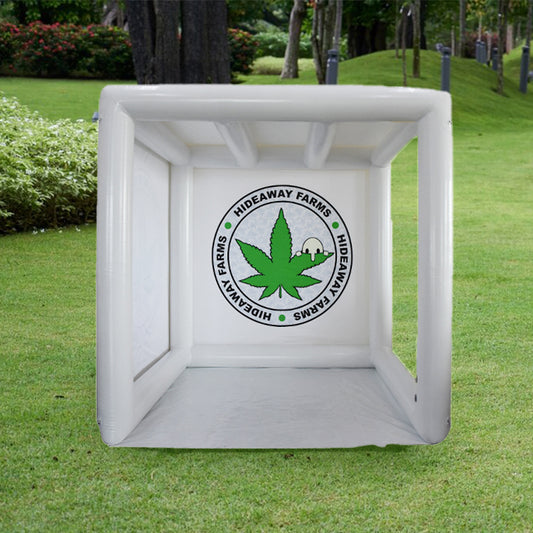 Inflatable marijuana leaf brand display tent outdoor portable cube event tent customizable pattern inflatable exhibition tent