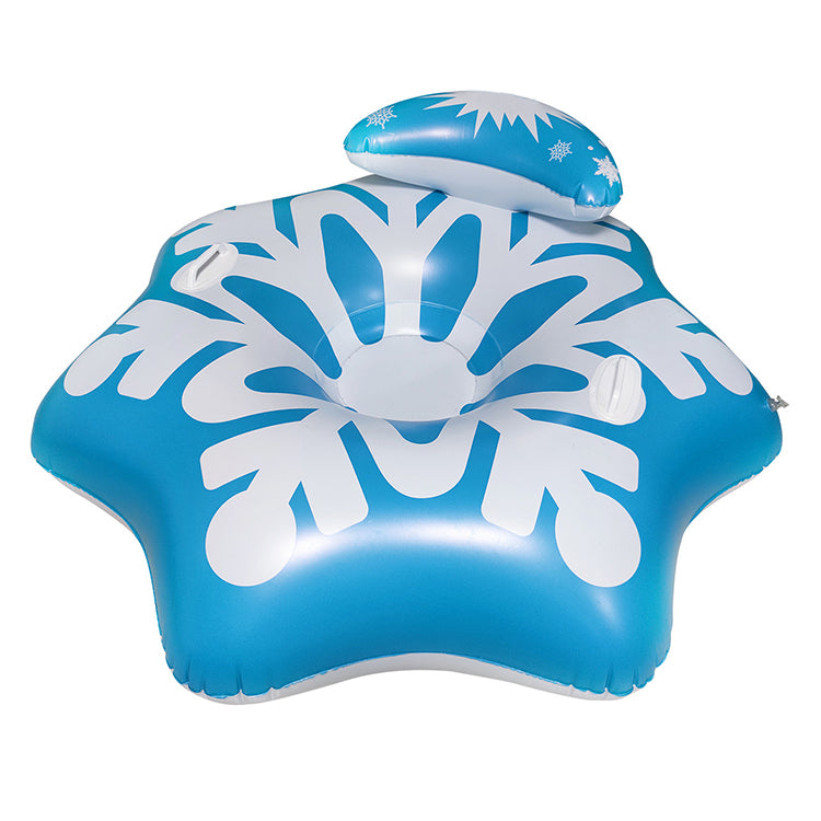 KeepFuns Inflatable snowflake ski ring, snow slide toys for adults and children, outdoor ice and snow sports inflatable sled