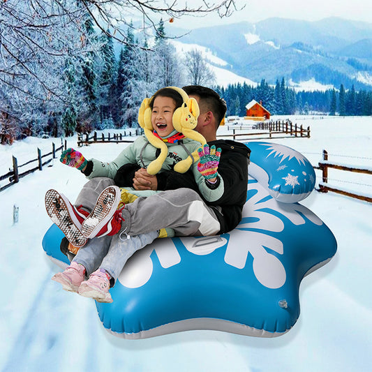 KeepFuns Inflatable snowflake ski ring, snow slide toys for adults and children, outdoor ice and snow sports inflatable sled