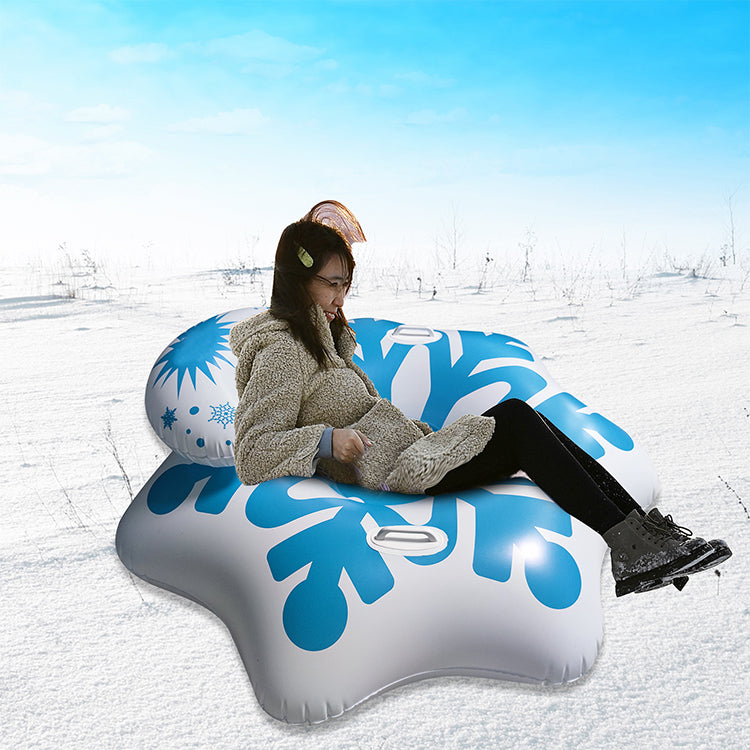 KeepFuns Inflatable snowflake ski ring, snow slide toys for adults and children, outdoor ice and snow sports inflatable sled