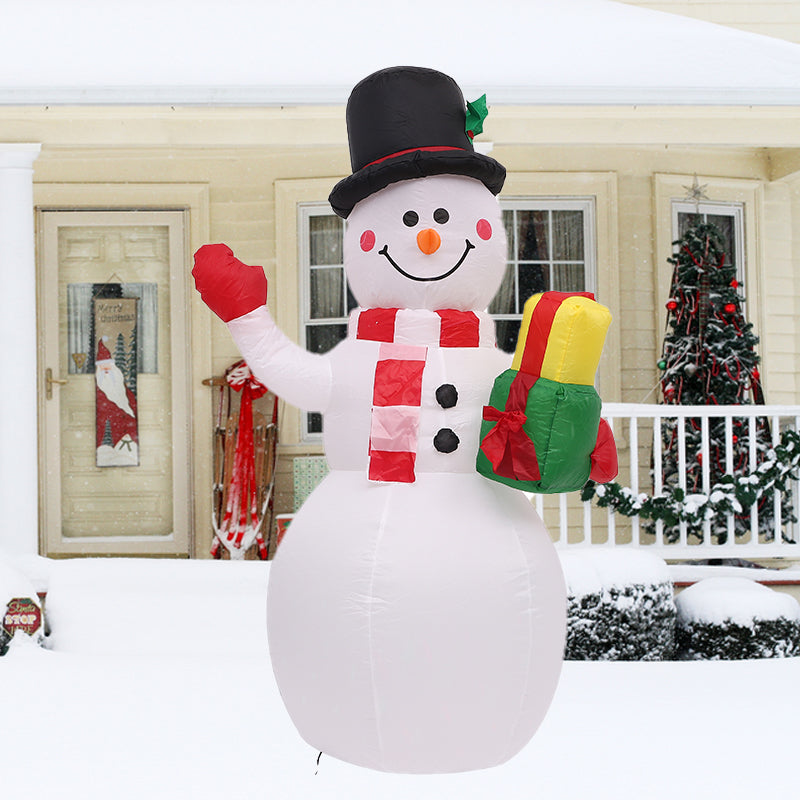 Christmas Inflatable Cute Snowman Carrying Gift Bag Weatherproof Vacation Holiday Decor for Garden Lawn,Xmas Giant Blow Up Santa with Built-In LED Lights Outdoor Decoration for Yard