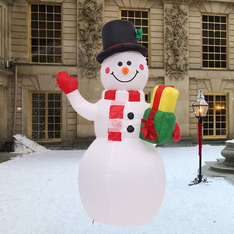 Christmas Inflatable Cute Snowman Carrying Gift Bag Weatherproof Vacation Holiday Decor for Garden Lawn,Xmas Giant Blow Up Santa with Built-In LED Lights Outdoor Decoration for Yard