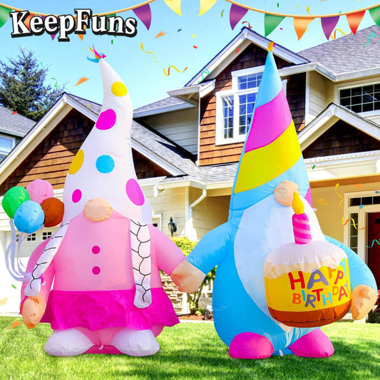 KeepFuns Birthday Elf Couple Inflatable Decoration - Outdoor Garden Birthday Party Inflatable Model