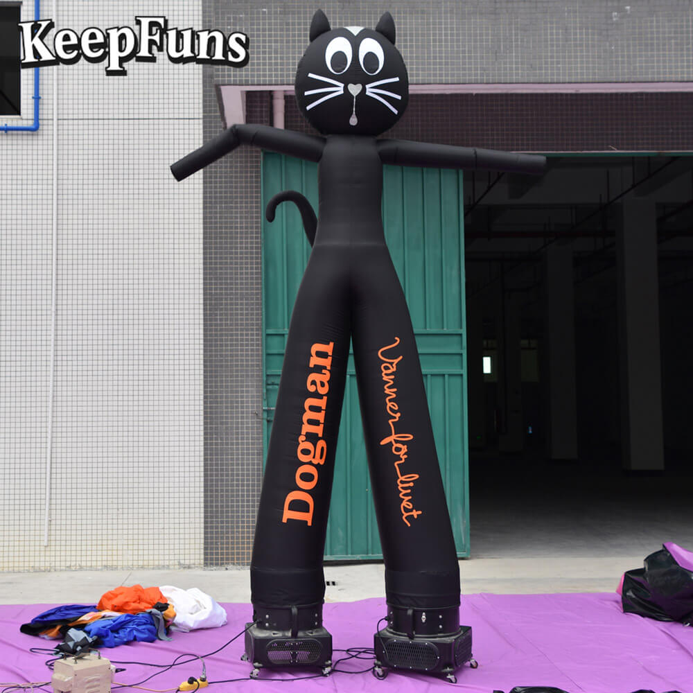 KeepFuns Black Cat Shaped Inflatable Dancer Advertising Model Activity Drainage Inflatable Model Outdoor Promotional Props