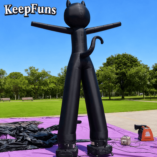 KeepFuns Black Cat Shaped Inflatable Dancer Advertising Model Activity Drainage Inflatable Model Outdoor Promotional Props