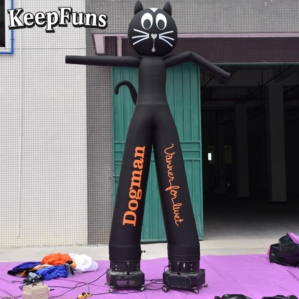 KeepFuns Black Cat Shaped Inflatable Dancer Advertising Model Activity Drainage Inflatable Model Outdoor Promotional Props