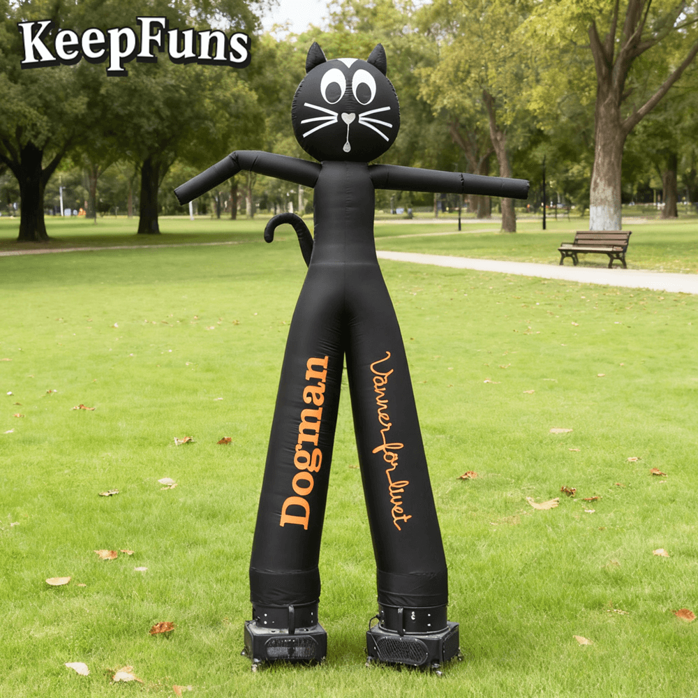 KeepFuns Black Cat Shaped Inflatable Dancer Advertising Model Activity Drainage Inflatable Model Outdoor Promotional Props
