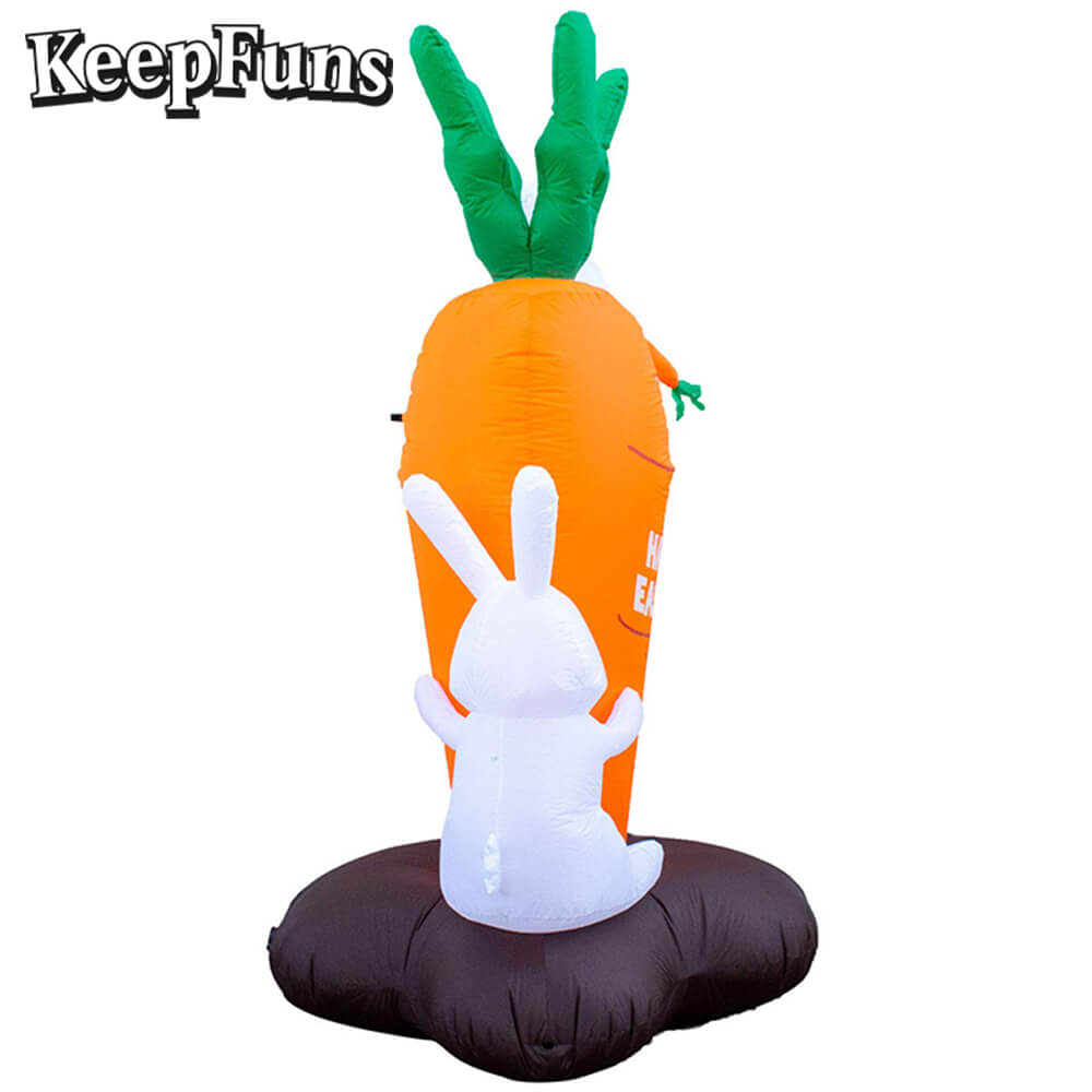 KeepFuns Easter Bunny Carrot Inflatable Decoration - Outdoor Yard Holiday Celebration Inflatable Model