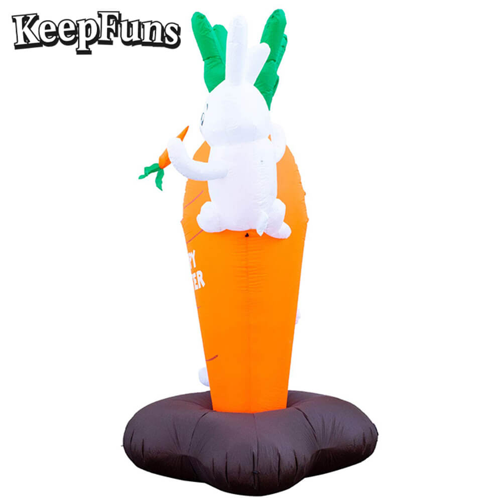 KeepFuns Easter Bunny Carrot Inflatable Decoration - Outdoor Yard Holiday Celebration Inflatable Model