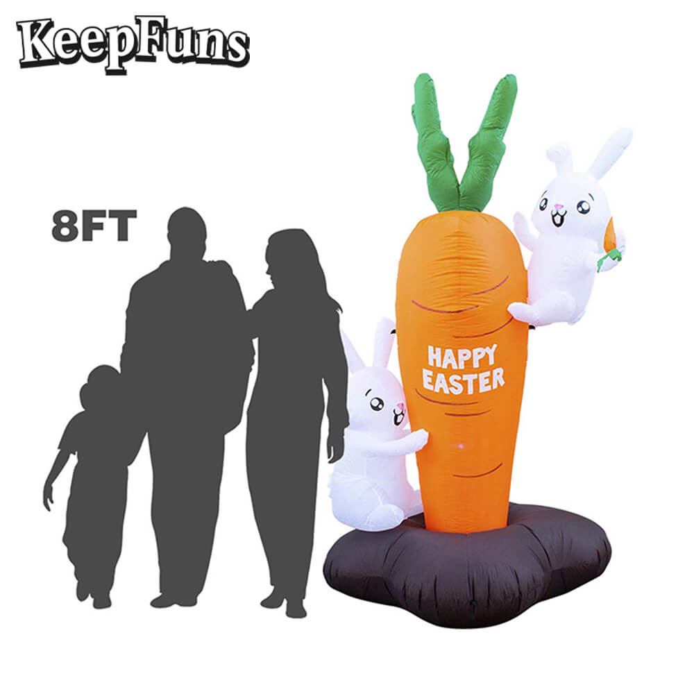 KeepFuns Easter Bunny Carrot Inflatable Decoration - Outdoor Yard Holiday Celebration Inflatable Model