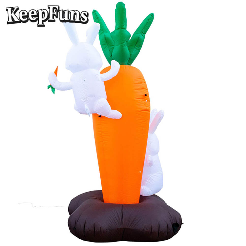 KeepFuns Easter Bunny Carrot Inflatable Decoration - Outdoor Yard Holiday Celebration Inflatable Model